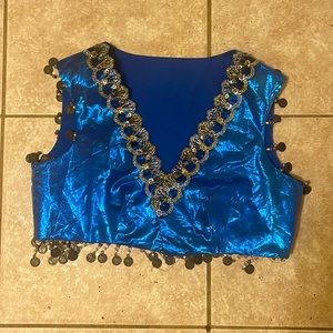 Blue and gold bellydancer vest and skirt set